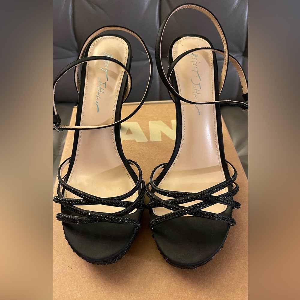Black heeled sparkly sandals from Betsy Johnson